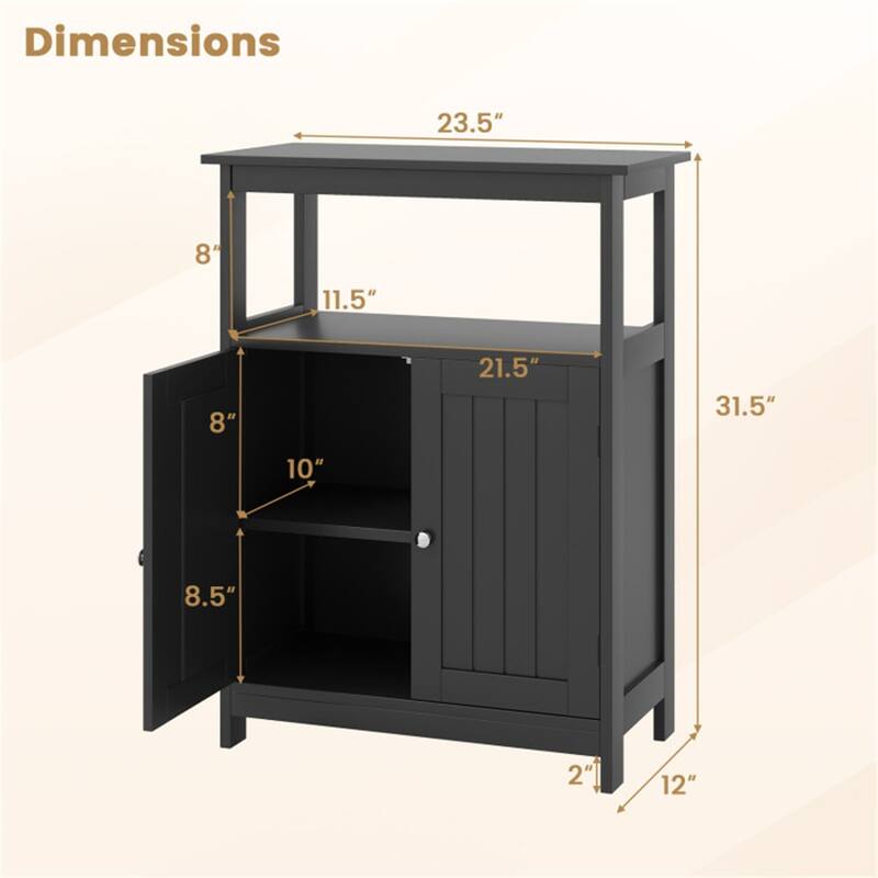 Modern Wooden Freestanding Floor Cabinet with Adjustable Storage Shelf for Bathroom or Living Room - 23.5" x 12" x 31.5"