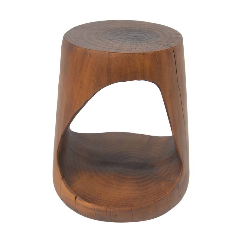 Hollow Round Table-Shape Side Table,Wood-Like Texture