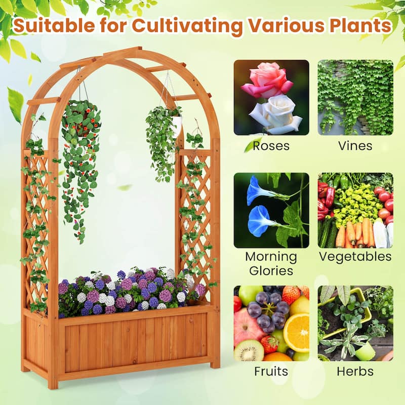 Costway 1/2 PCS Raised Garden Bed Wooden Elevated Planter Box with - Reddish Brown