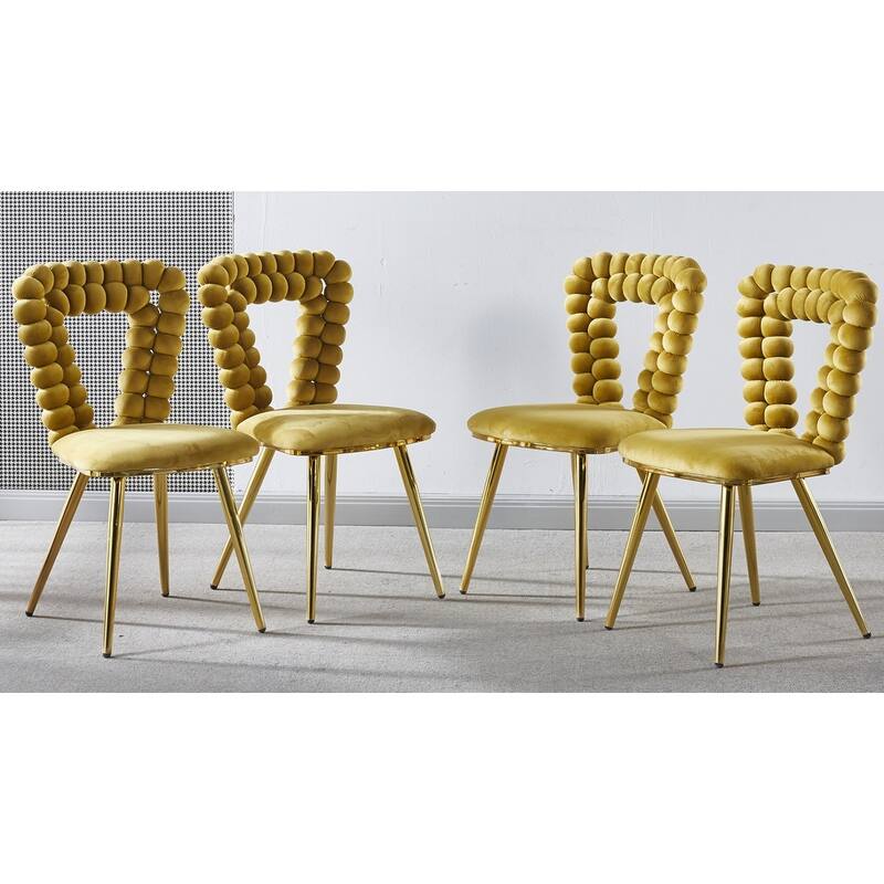 Luxury Minimalist Dining Chairs Set of 2 w/ Comfortable Backrest & Soft Cushions for Dining Room Living Room Cafe - Yellow-