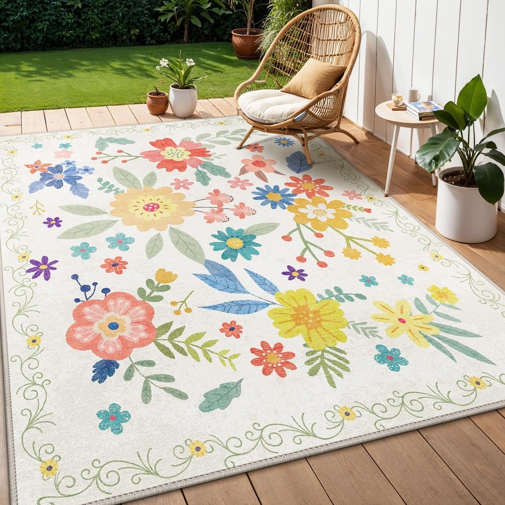 Mcow Quick-Dry Low-Pile Non-Slip Washable Indoor Outdoor Area Rug