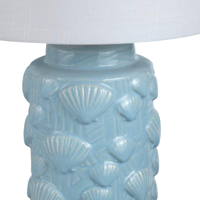 Blue Ceramic Coastal Table Lamp with Shade - 11" x 11" x 23"