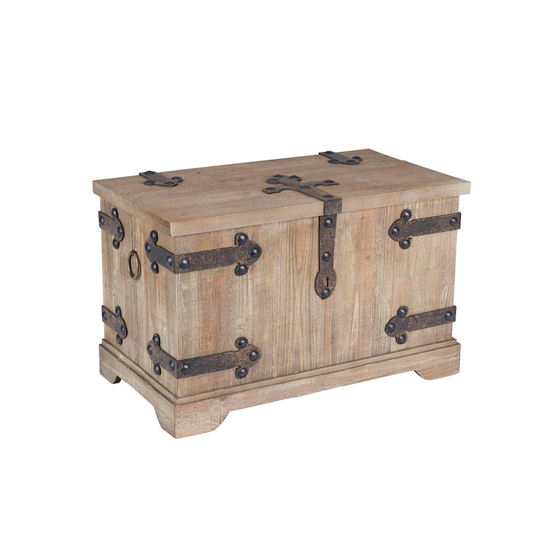 Household Essentials Decorative Chinese Fir Wood Trunk with Metal Accents