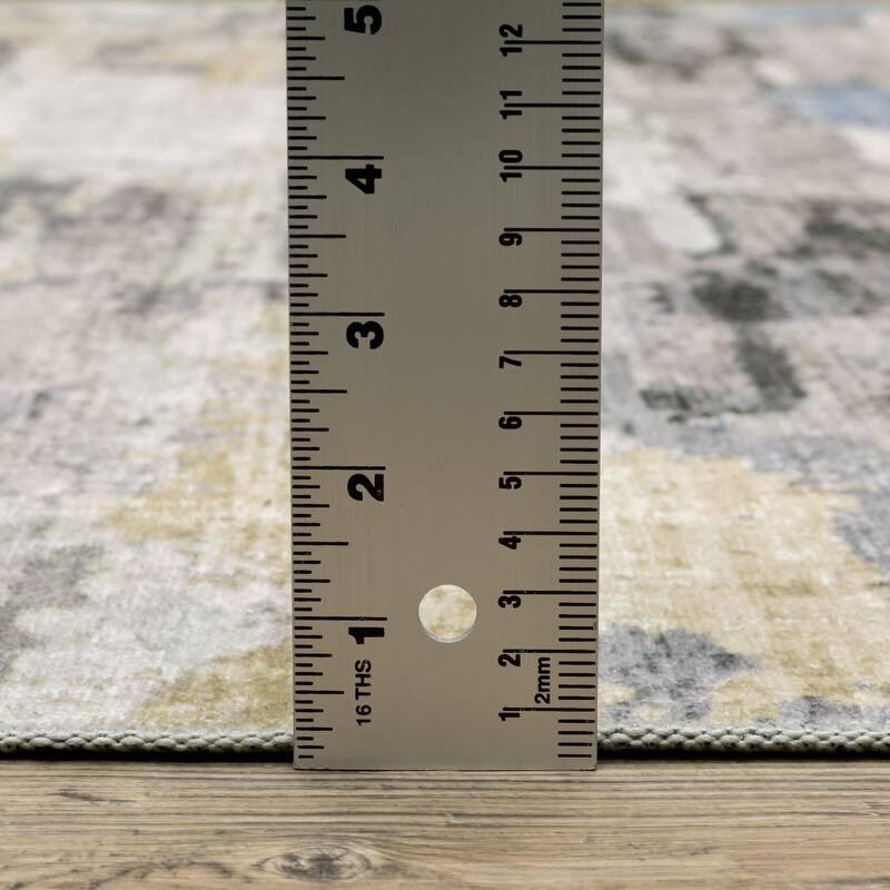 Vista Home Marissa Washable Abstract Grey/ Blue Indoor Area Rug