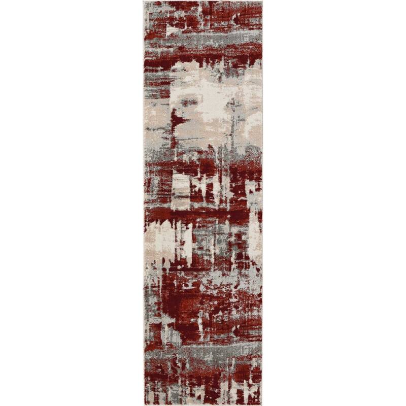 Juko Power Loomed Abstract Modern Non Skid Stain Resistant Area Rug By HomeRoots - 90' X '26' X '0.5