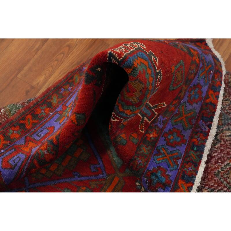 Hand Knotted Oriental 100% Wool Carpet Traditional Tribal Red Ardebil Runner Rug - 10' 6'' X 3' 10''