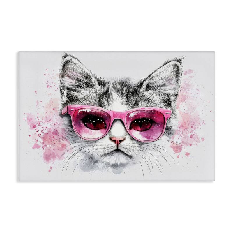 Stupell Cool Cat with Sunglasses Canvas Wall Art Design By LSR Creative Studio - 45 x 30