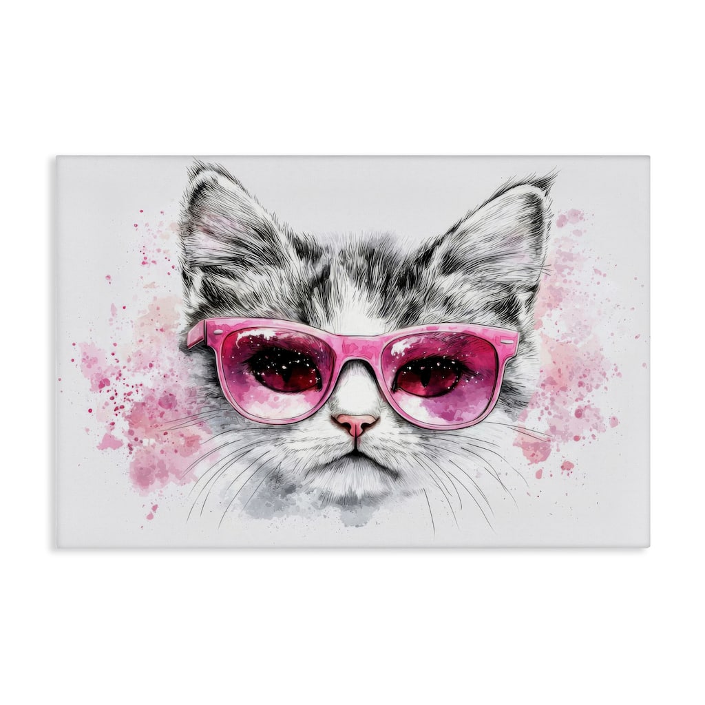 Stupell Cool Cat with Sunglasses Canvas Wall Art Design By LSR Creative Studio