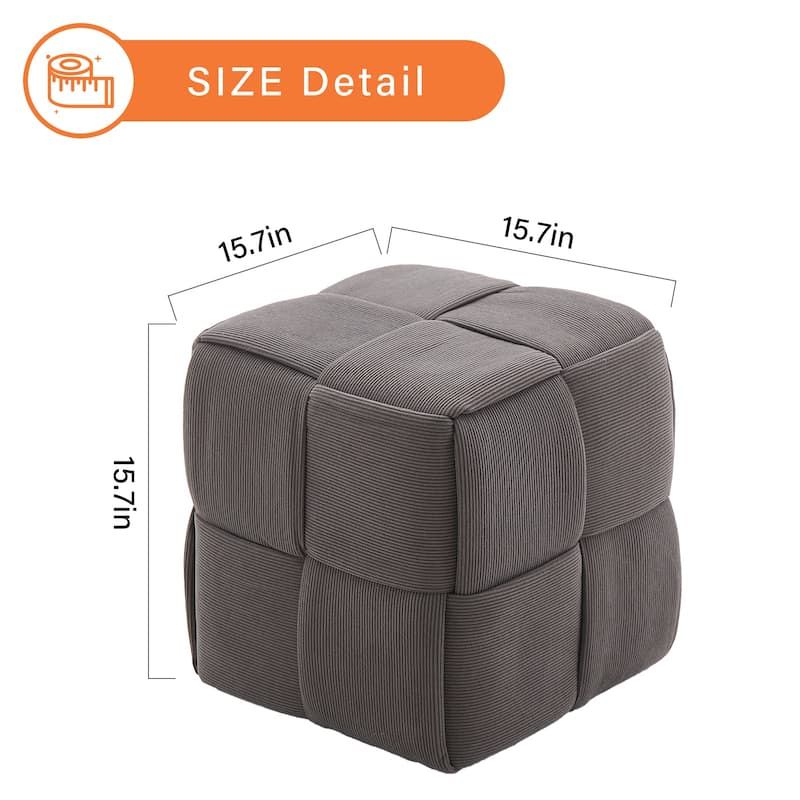Soft Corduroy Fabric Ottoman Stool for Home Bedroom Living Room Vanity Chair Comfortable