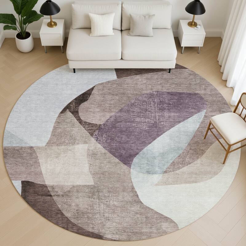 Premium Washable Super Soft Casual Contemporary Mayfield Rug - Brown - 8' x 8'