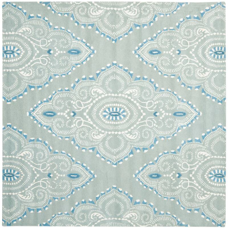 SAFAVIEH Handmade Wyndham Geanina Modern Wool Rug - 7' Square - Blue/Ivory