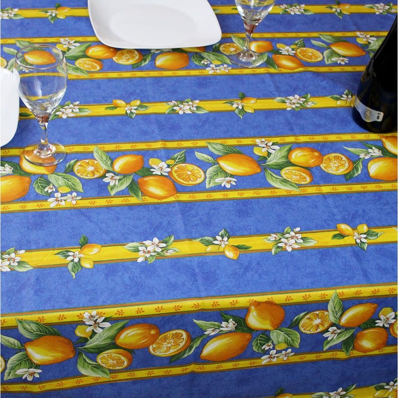 Wipeable Spill Resistant Provencal Cotton Cannes Collection Tablecloth