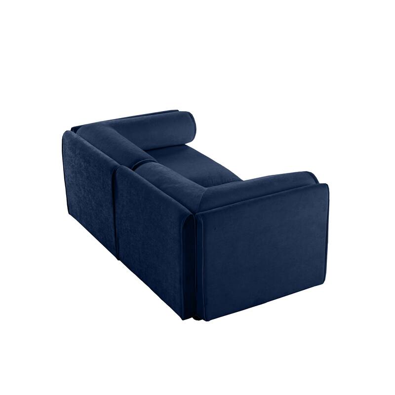 Modern 2-Seater Storage Loveseat with Cylindrical Backrest & Armrests
