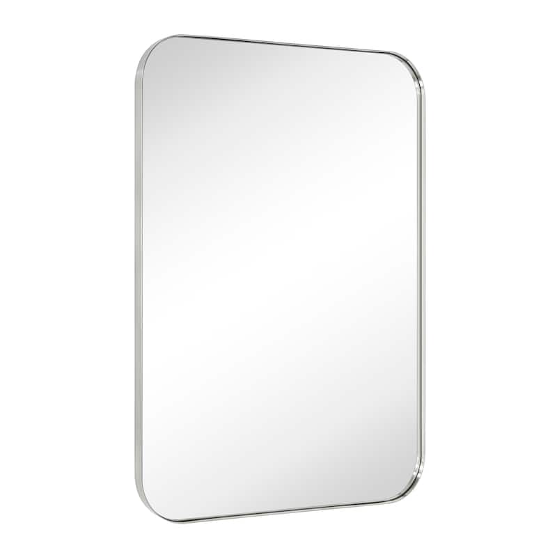 TEHOME Mid-Century Modern Chic Metal Rounded Wall Mirrors - 30'' x 40'' - Brushed Nickel