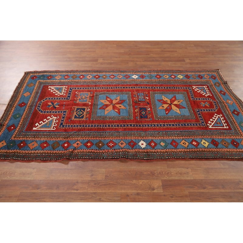 Vegetable Dye Shirvan Antique Area Rug Hand-Knotted Wool Carpet - 3'10" x 6'9"