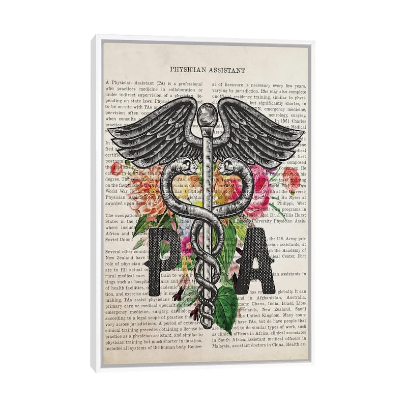 iCanvas "PA, Physician Assistant With Flowers" by Aged Pixel Framed Canvas Print - White - 26x18