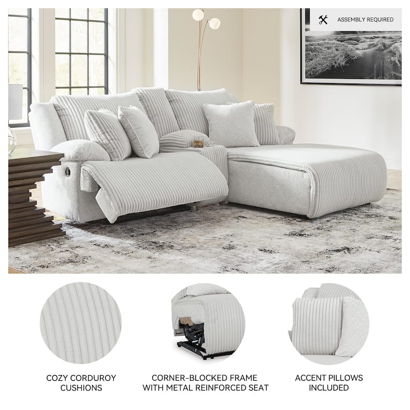 Signature Design by Ashley Top Tier 3-Piece Reclining Sectional with Chaise - 105"W x 74"D x 41"H