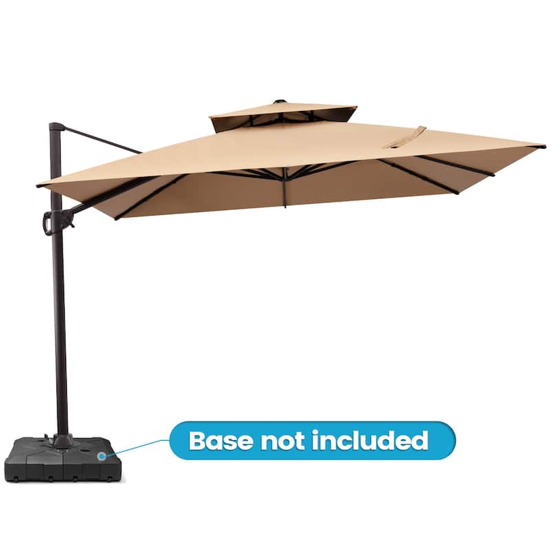Outdoor 10FT Square Offset Cantilever Patio Umbrella 360-Degree Rotation