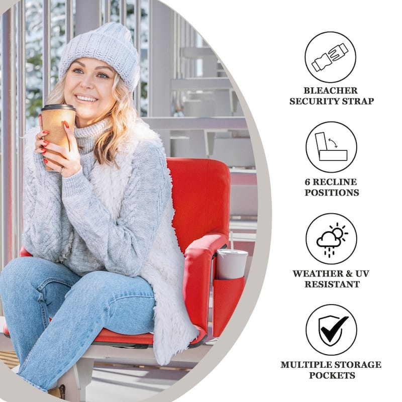 Foldable Reclining Stadium Chair with Backpack Straps-Heated Back and Seat