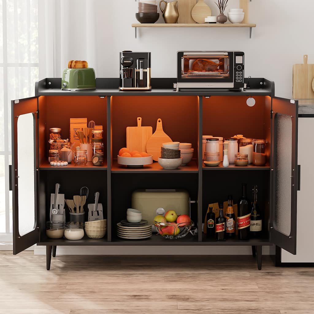 Sideboard Buffet Industrial Bar Cabinet with Wine Holder