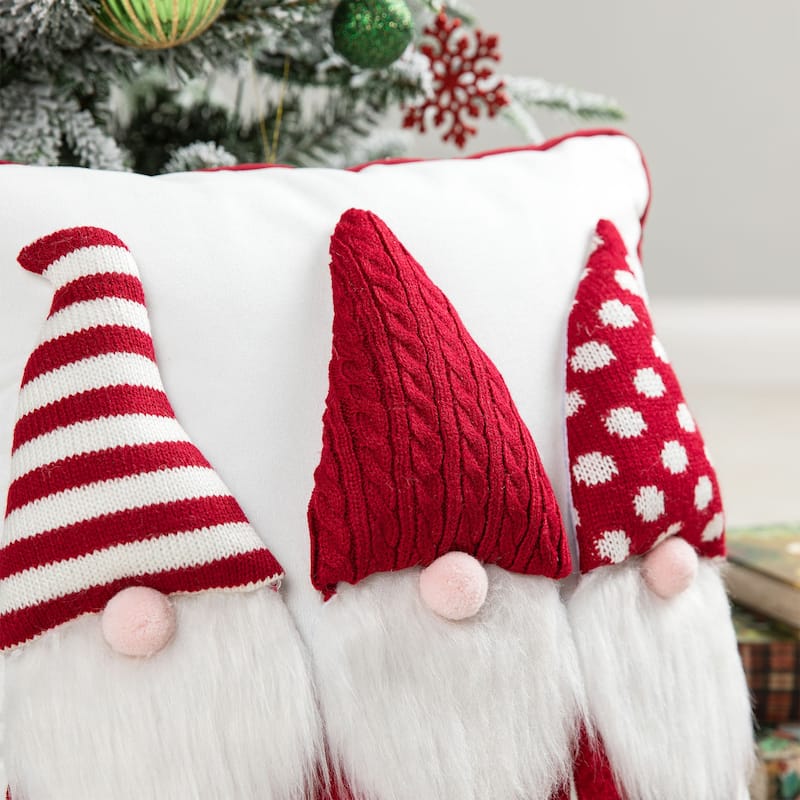 Glitzhome 18"L 3D Heavy Knitted Gnome Christmas Throw Pillow for Sofa Couch Bed
