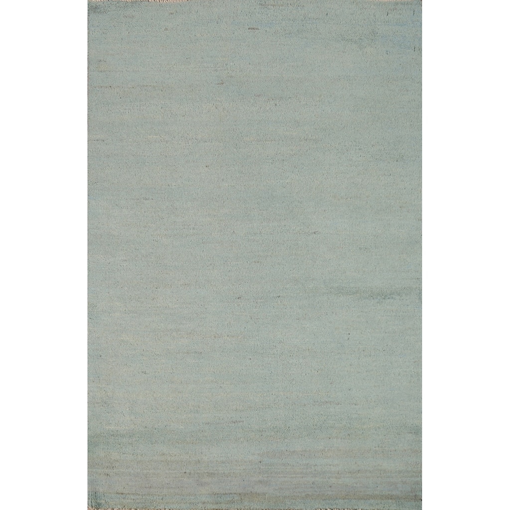 Blue Gabbeh Modern Rug Hand-Knotted Wool Carpet - 2'7" x 4'1"