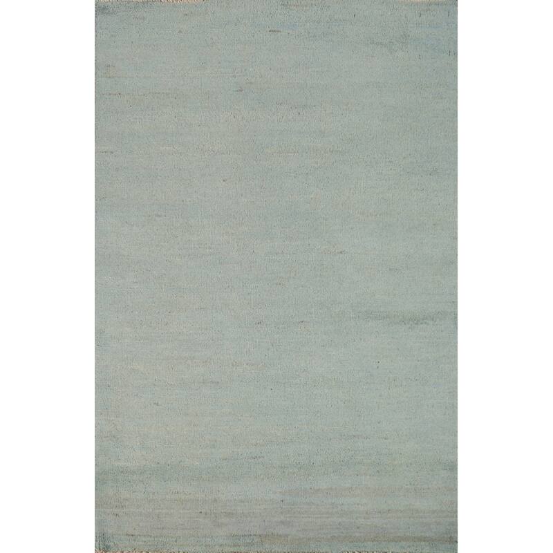 Blue Gabbeh Modern Rug Hand-Knotted Wool Carpet - 2'7" x 4'1"