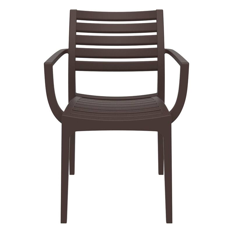33" Brown Stackable Outdoor Patio Dining Arm Chair
