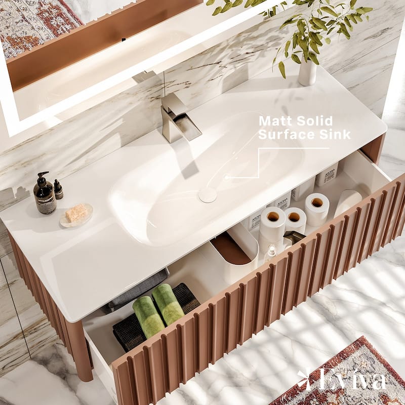 Eviva Dolce Vita 48 Blush Wall Mount Vanity with Solid Surface Integrated Sink