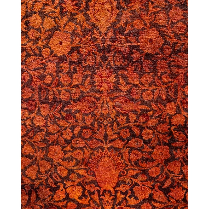 Overton Handknotted Wool Contemporary Overdyed Orange Area Rug - 9' x 12'