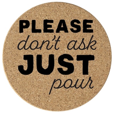 Just Pour 4 Pack Absorbent Cork Coaster Made in The USA 4" Round - Multi
