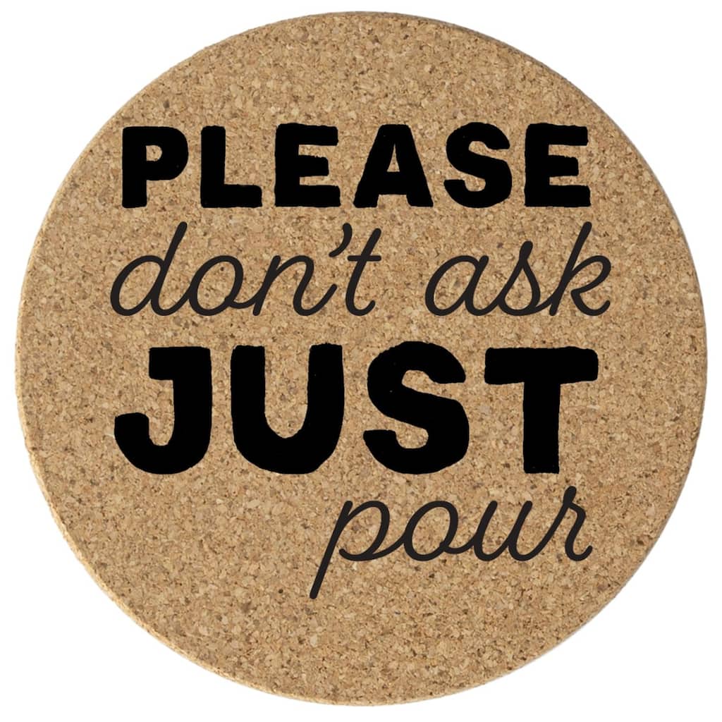Just Pour 4 Pack Absorbent Cork Coaster Made in The USA 4" Round - Multi