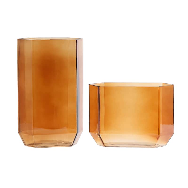 SAFAVIEH Home Noreno Modern Hexagon Glass Vase Set of 2
