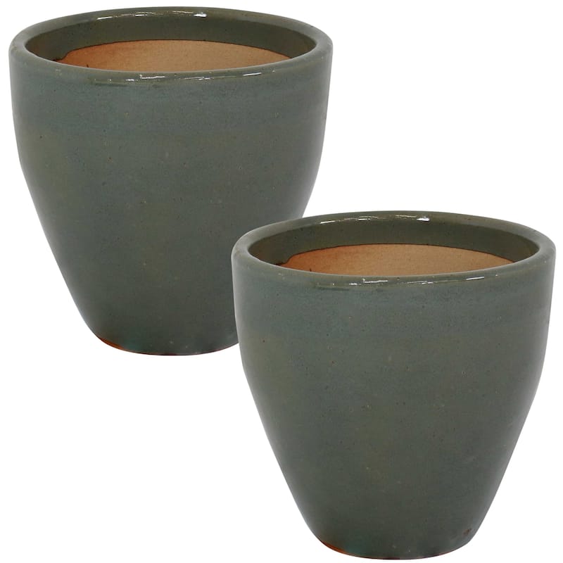 Resort Ceramic Indoor/Outdoor Planter - Set of 2 - Gray - 10-Inch