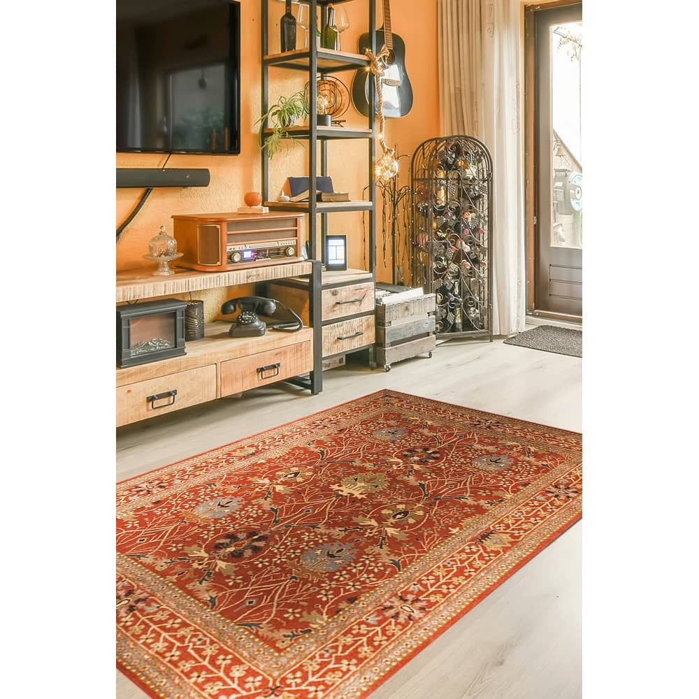 Home Decor Rust Hand-Tufted Wool Morris Rug by EORC Luxurious and Elegant Area Rug for Adding Warmth and Timeless Charm to You