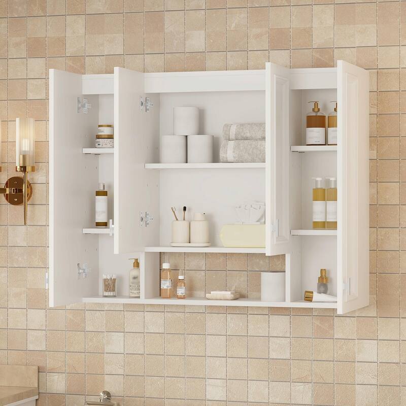 Modern Bathroom Cabinet with 5 Adjustable Shelves, Wall-Mounted Medicine Cabinet