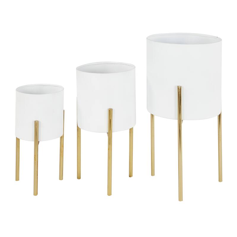 Gold Black White or Silver Iron Glam Contemporary Planter (Set of 3) - S/3 18", 14", 12"H