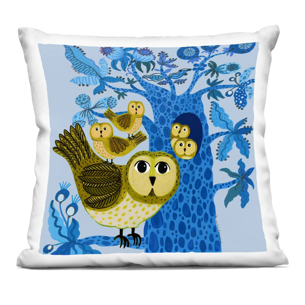 Stupell Playful Owls in Tree Decorative Printed Throw Pillow Design by Kay Widdowson