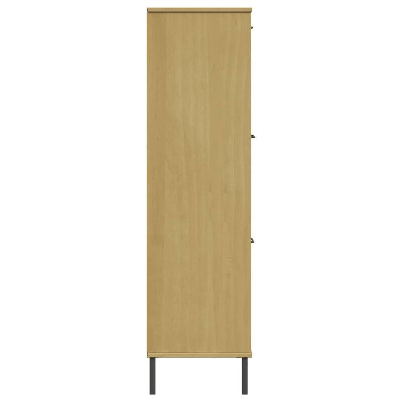 vidaXL Bookshelf Book Cabinet with Metal Legs Storage Cabinet OSLO Solid Wood - 35.4" x 13.8" x 50.6"