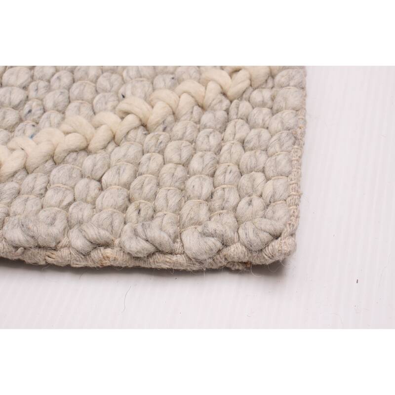 ECARPETGALLERY Braid weave Sienna Grey Wool Rug - 10'1 x 13'10