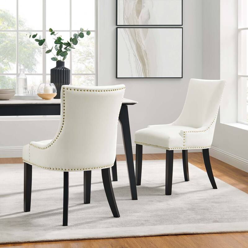 Marquis Performance Velvet Dining Chairs - Set of 2 - White