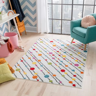 Well Woven Starbright Dandy Dots and Stripes Kids Area Rug