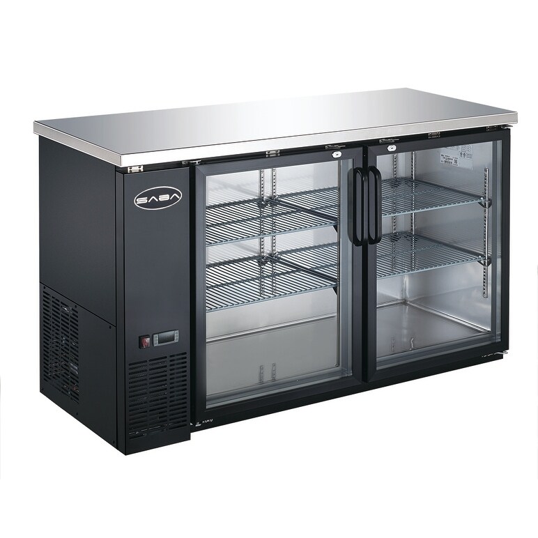Avantco UBB 72 GT G 73" Black Underbar Height Narrow Glass Door Back Bar Refrigerator With Galvanized Top And LED Lighting