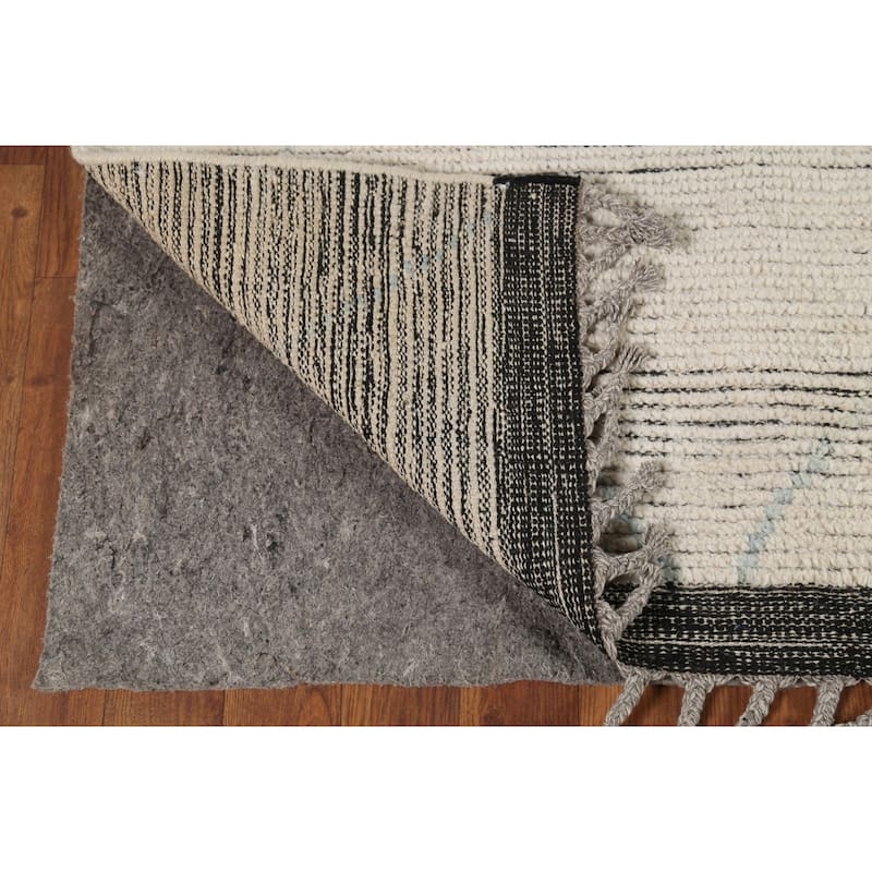 All-Over Trellis Moroccan Modern Area Rug Hand-Knotted Wool Carpet - 6'11"x 10'10"