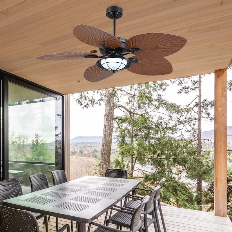 52" Tropical Ceiling Fan with Light and Remote,Indoor and Outdoor Ceiling Fan,Waterproof - 52 Inches