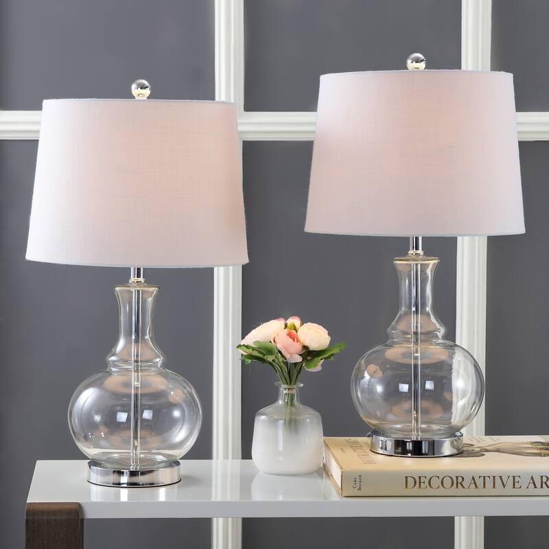Edward 25" Glass LED Table Lamp, Mercury Silver/Brass Gold (Set of 2) by JONATHAN Y