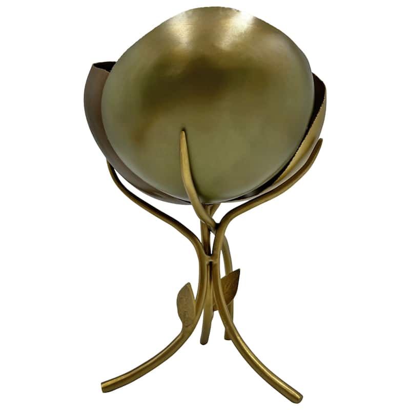 9" High Aluminum Rose Decorative Bowl - 7 x 7 x 9.5 in