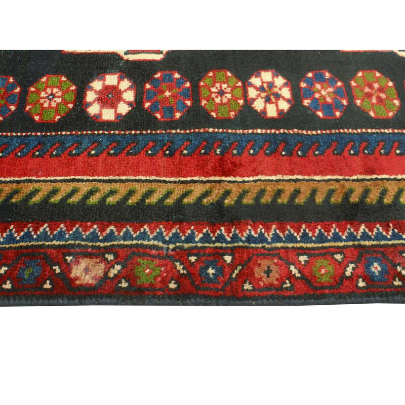 Fine Vintage Distressed Aelfric Charcoal/Red Runner - 3'3" x 10'6"