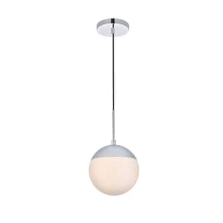 Frosted White Glass 1-Light 8-inch Pendant