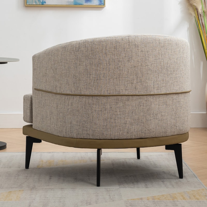 Modern Two-tone Barrel Fabric Chair,Upholstered Round Armchair,Accent Chair